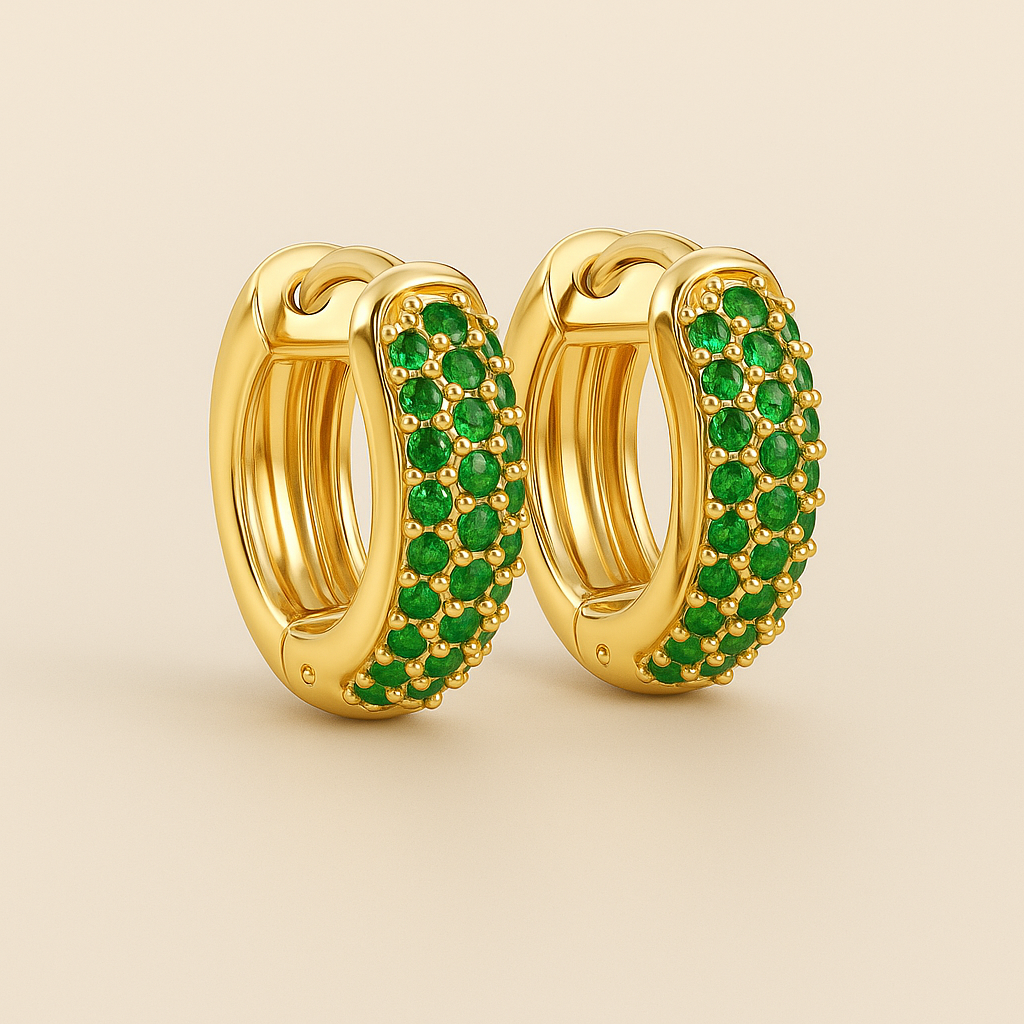Emerald Bold Huggies-Huggie-Anushka Jain Jewellery