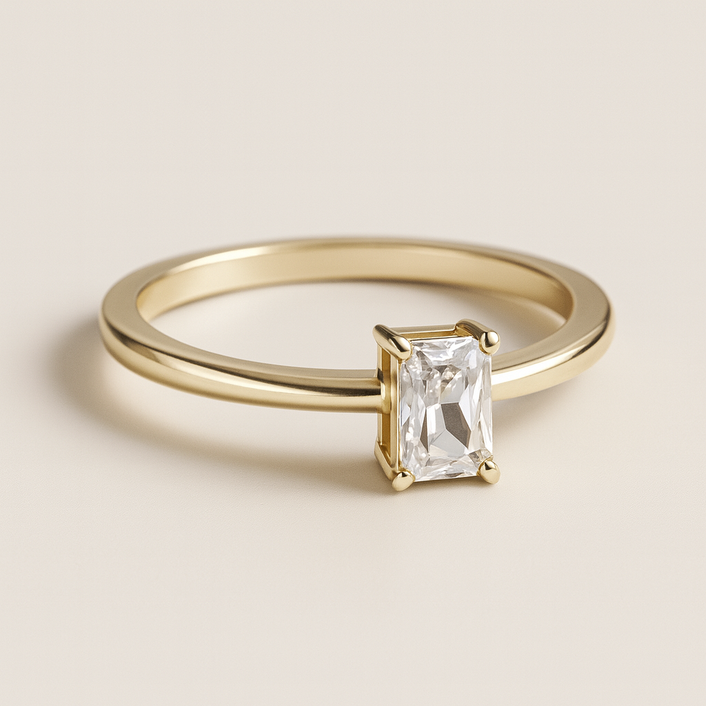 Emerald Cut Diamond Ring-Rings-Anushka Jain Jewellery