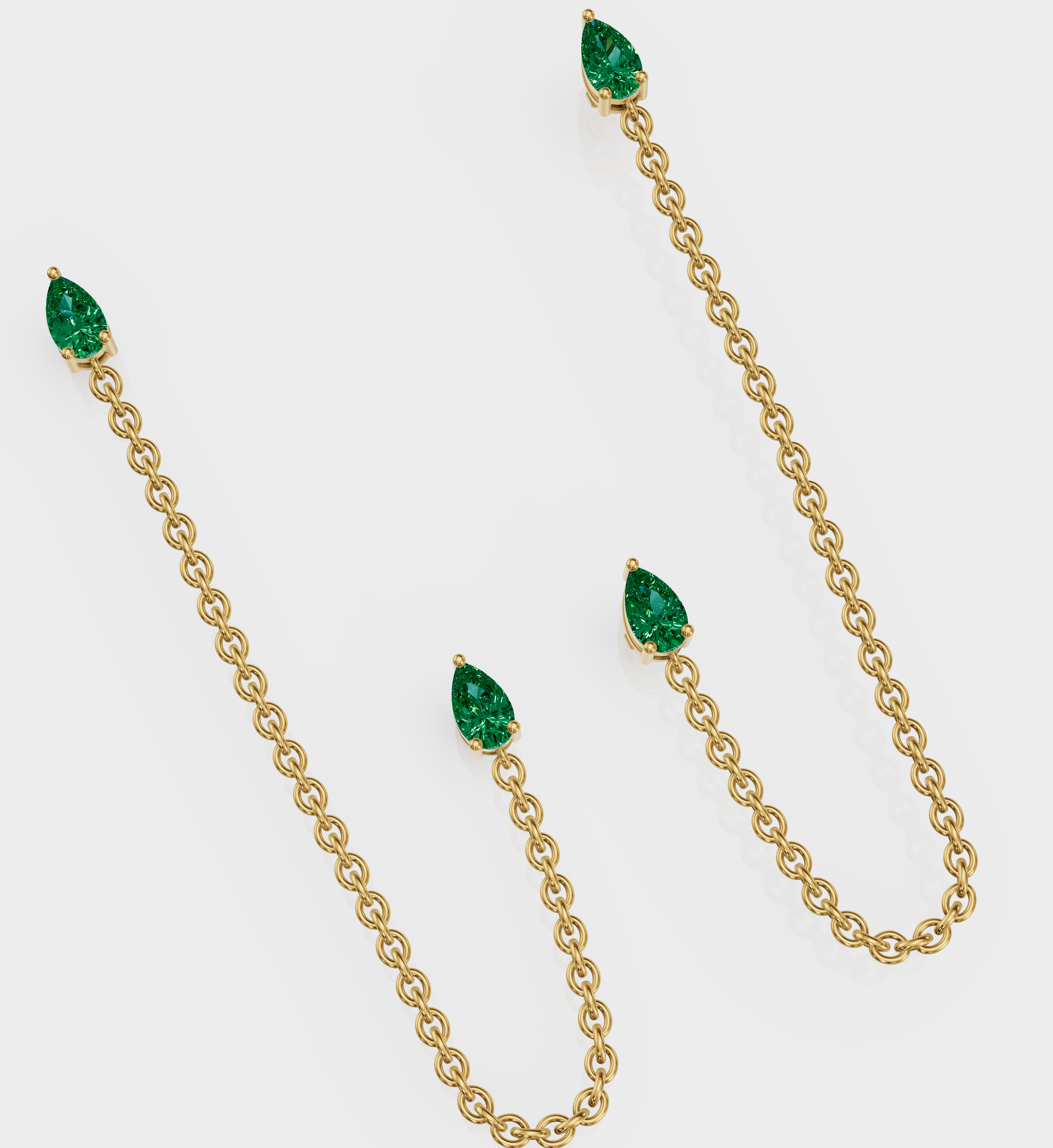 Emerald Drop Ear Chain-Chains and Threaders-Anushka Jain Jewellery