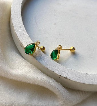 Emerald Drop Studs-Studs-Anushka Jain Jewellery