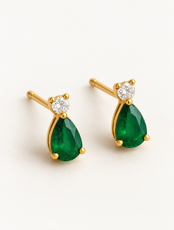 Emerald Drop Studs