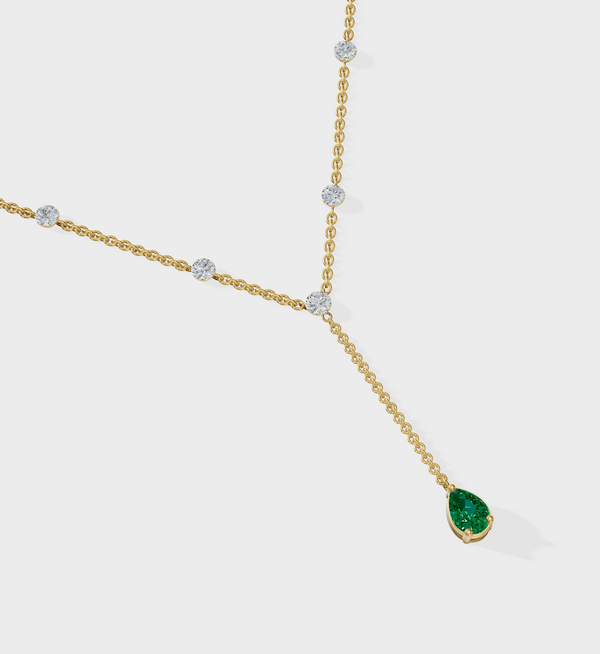 Emerald Duet Lariat Necklace-Lariats-Anushka Jain Jewellery