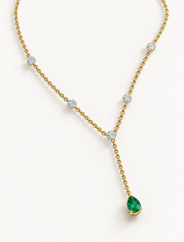 Emerald Duet Lariat Necklace