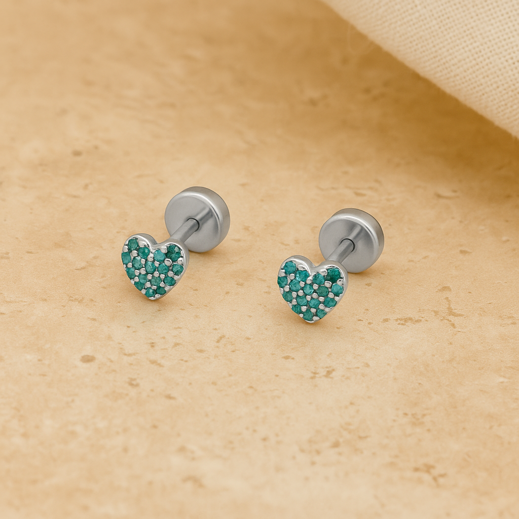 Emerald Heart Studs-Studs-Silver-Anushka Jain Jewellery