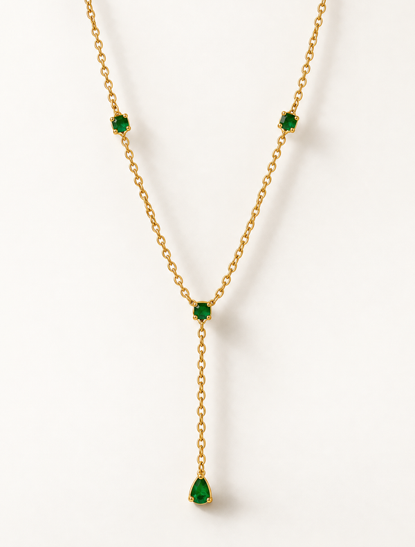Emerald Lariat Necklace
