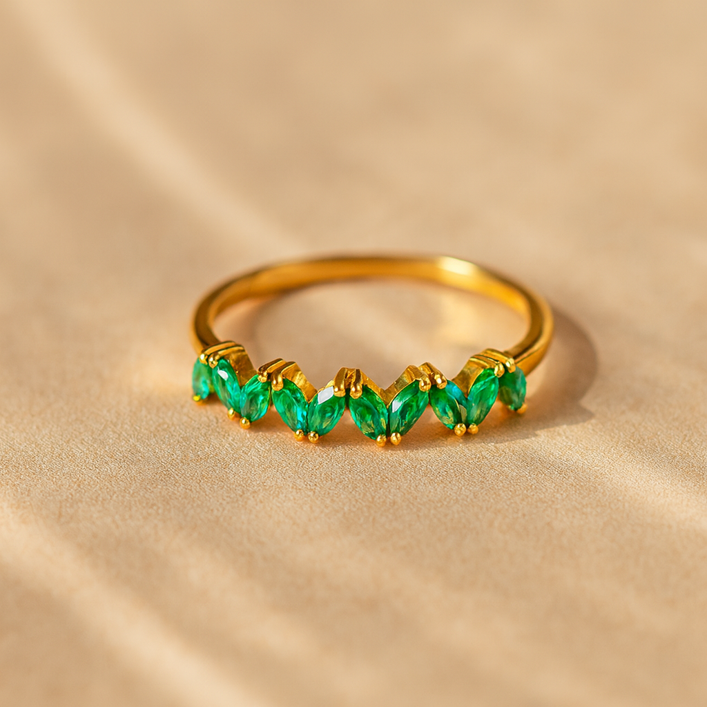 Emerald Marquise Band-Rings-Anushka Jain Jewellery