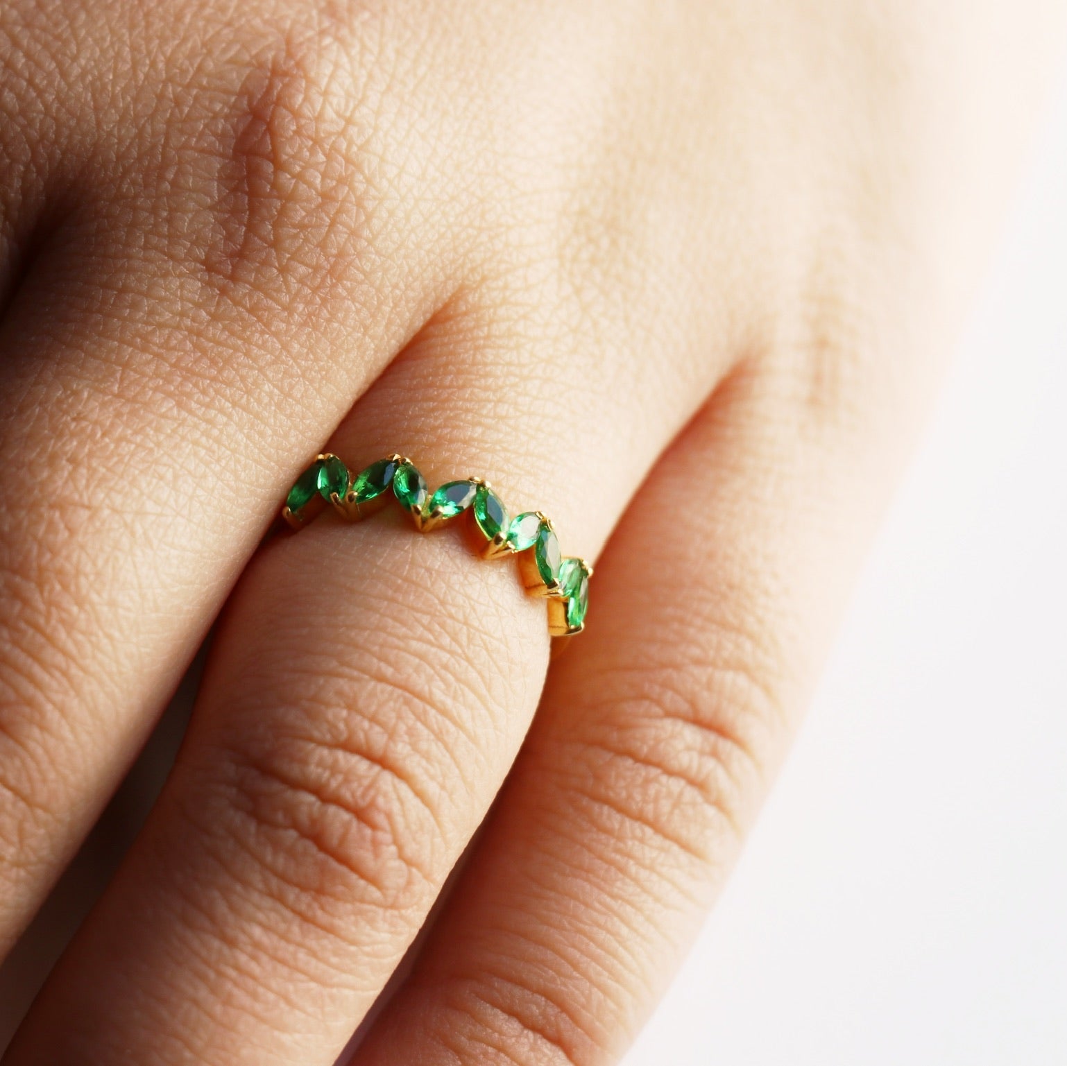 Emerald Marquise Band-Rings-Anushka Jain Jewellery