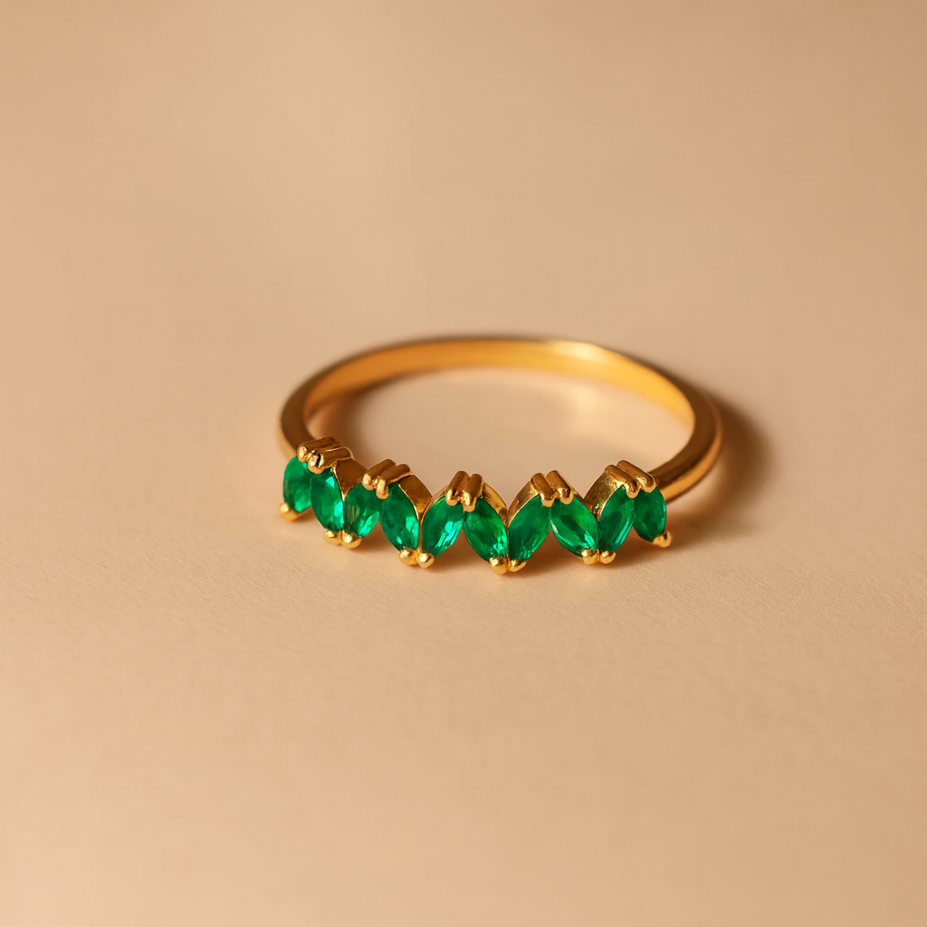 Emerald Marquise Band-Rings-Anushka Jain Jewellery