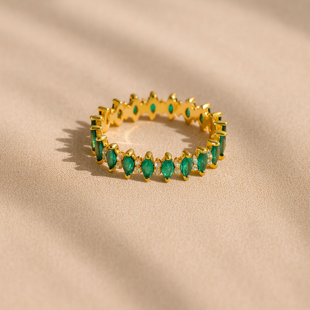 Emerald Marquise Eternity Ring-Anushka Jain Jewellery