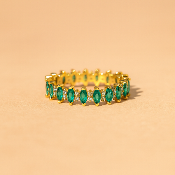 Emerald Marquise Eternity Ring-Anushka Jain Jewellery