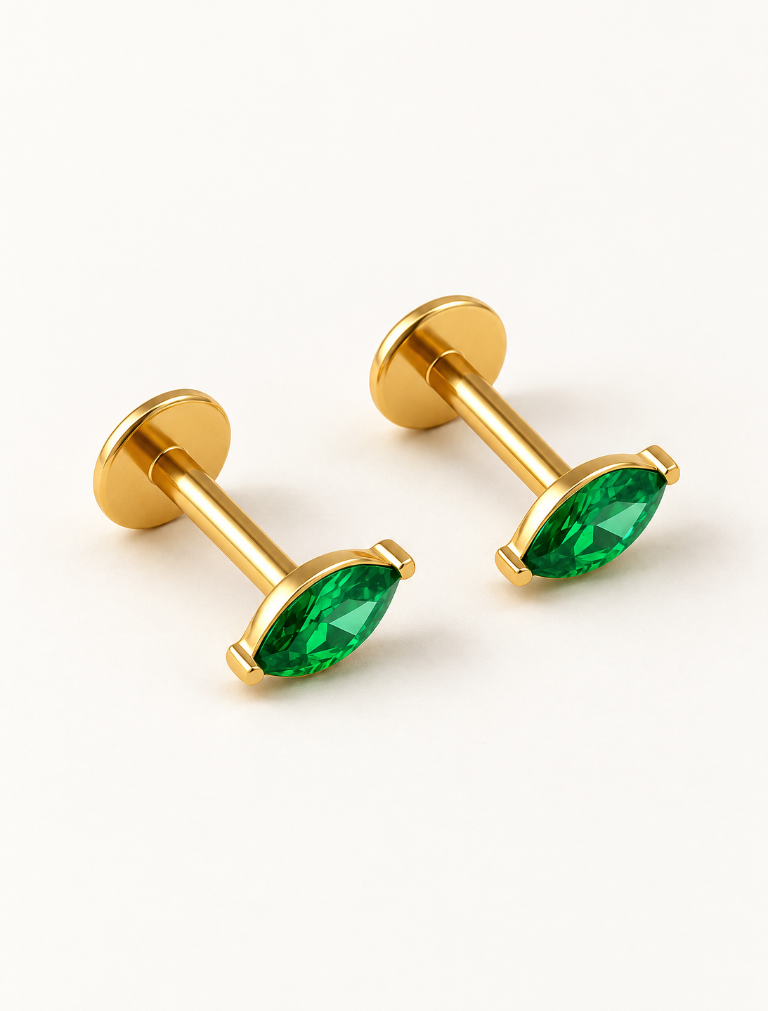 Emerald Marquise Studs