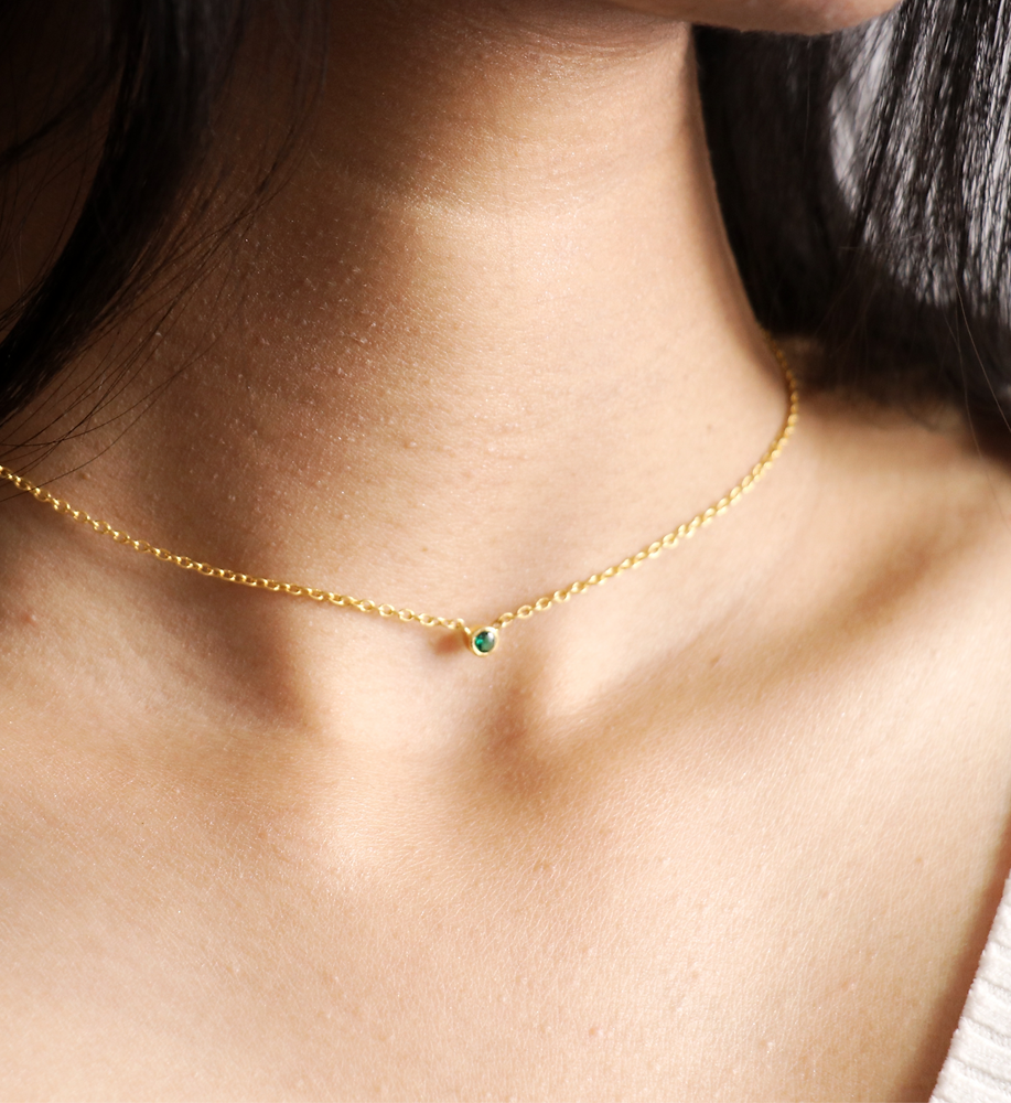 Emerald Solitaire Necklace-Pendants-Anushka Jain Jewellery