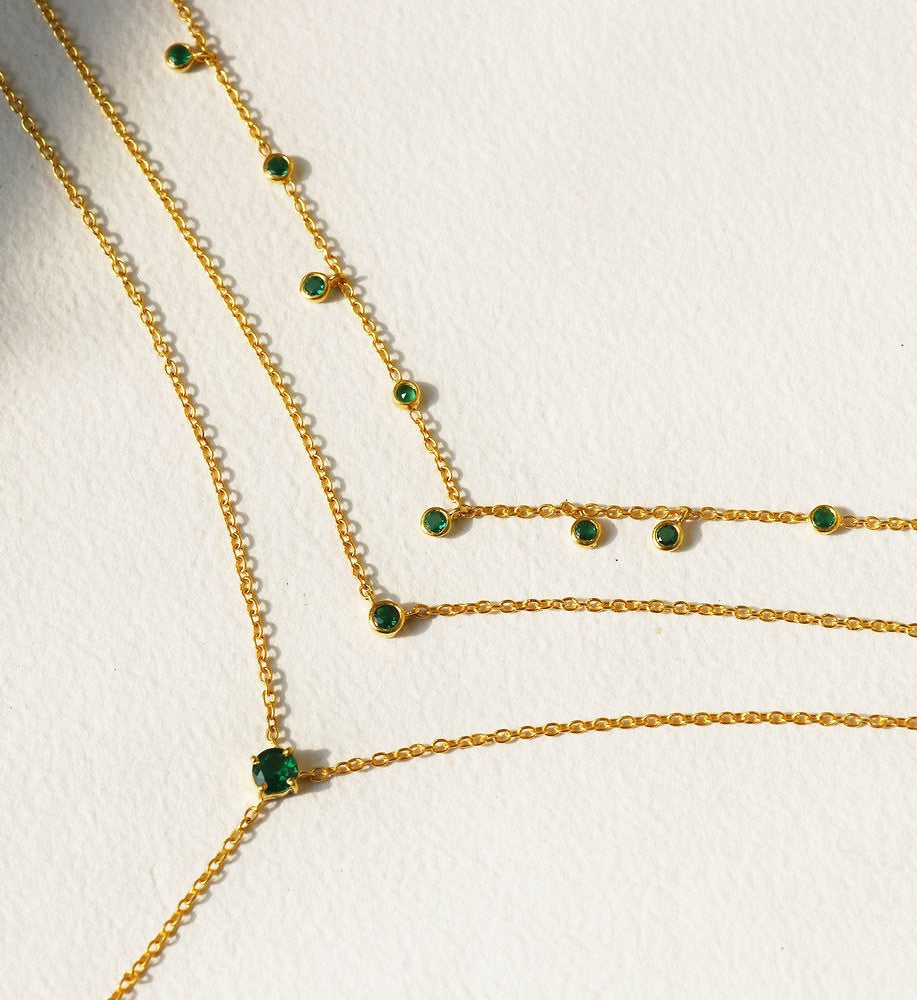 Emerald Solitaire Necklace-Pendants-Anushka Jain Jewellery