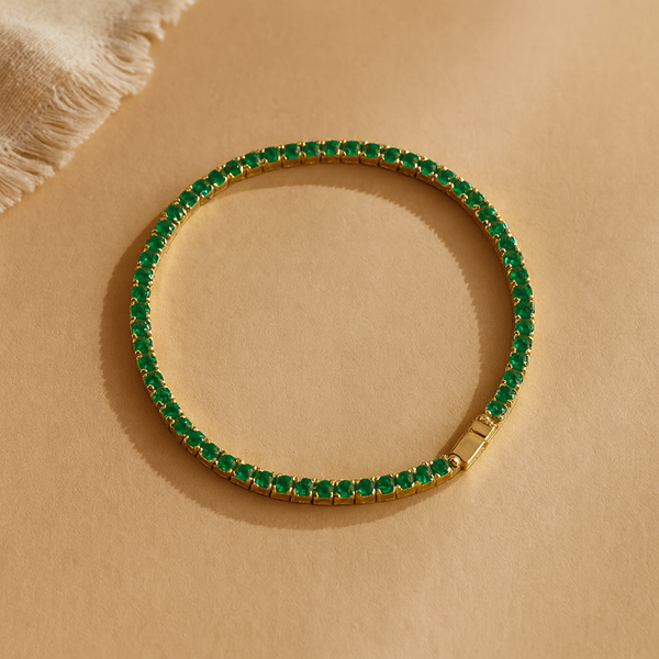 Emerald Tennis Bracelet-Bracelets-Anushka Jain Jewellery