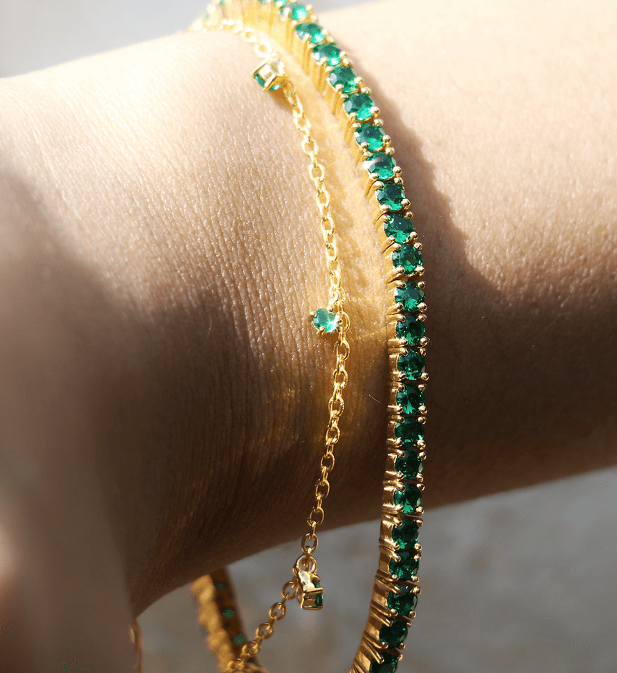 Emerald Tennis Bracelet-Bracelets-Anushka Jain Jewellery