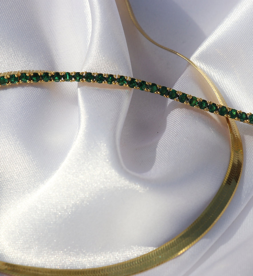 Emerald Tennis Bracelet-Bracelets-Anushka Jain Jewellery