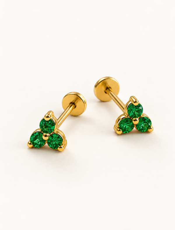 Emerald Trio Studs