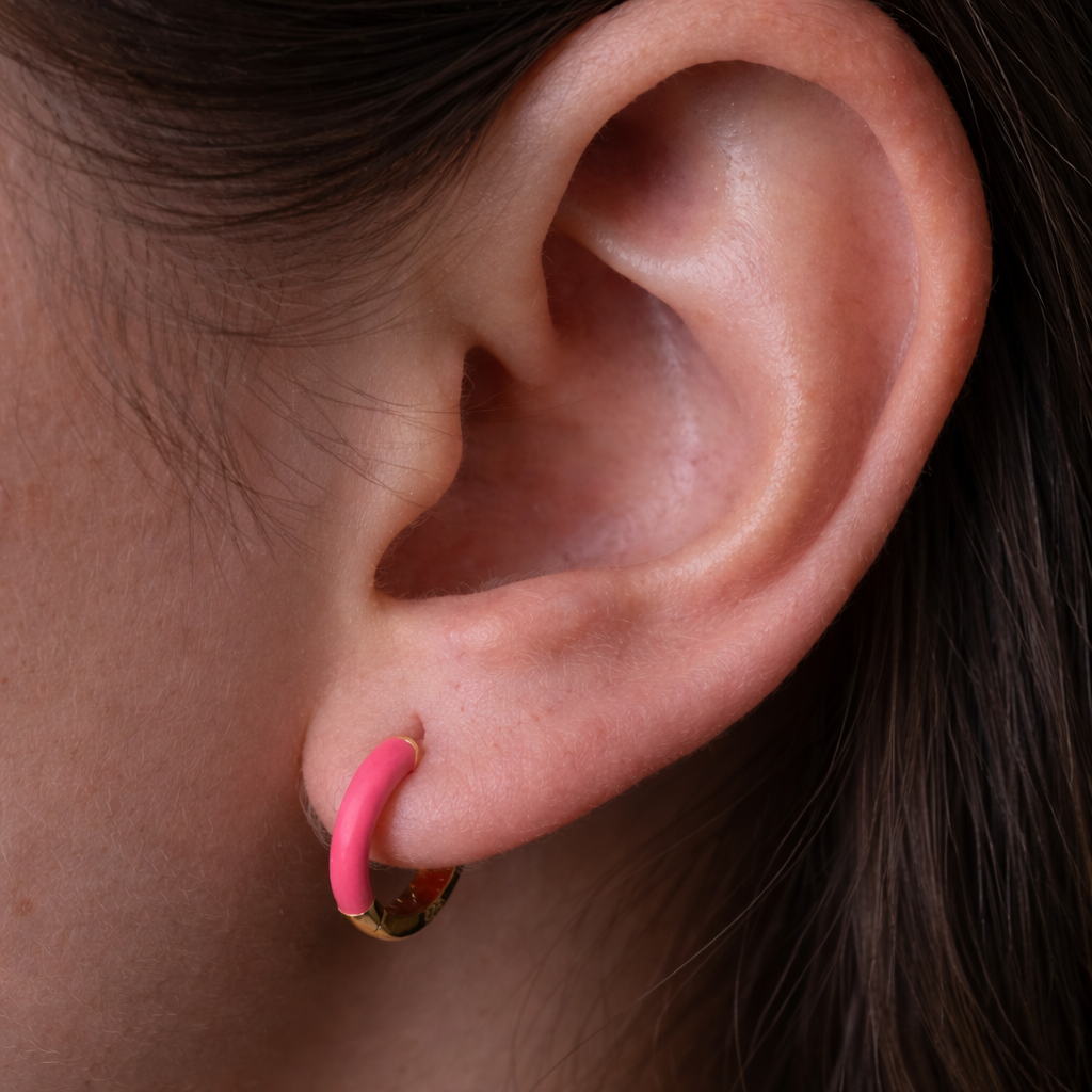 Enamel Small Hoops-Huggie-Anushka Jain Jewellery