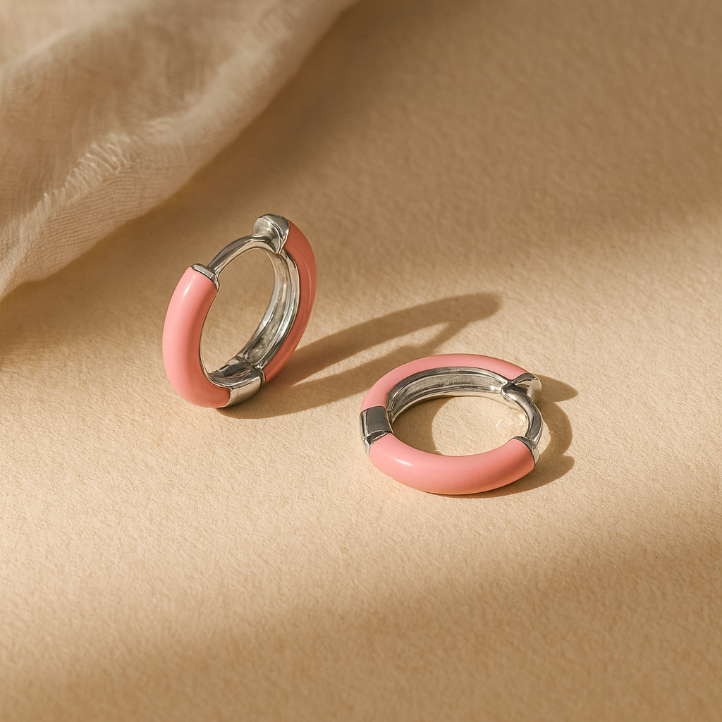 Enamel Small Hoops-Huggie-Anushka Jain Jewellery