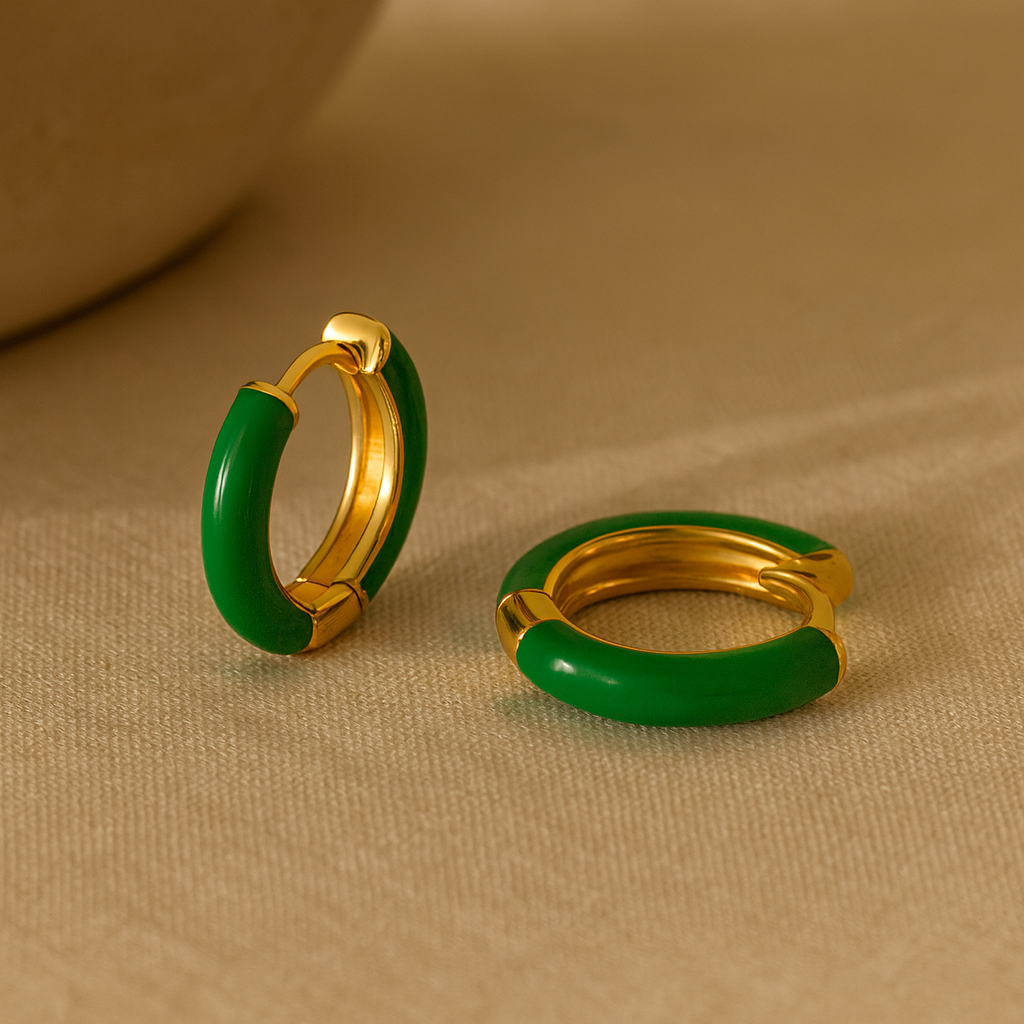 Enamel Small Hoops-Huggie-Anushka Jain Jewellery
