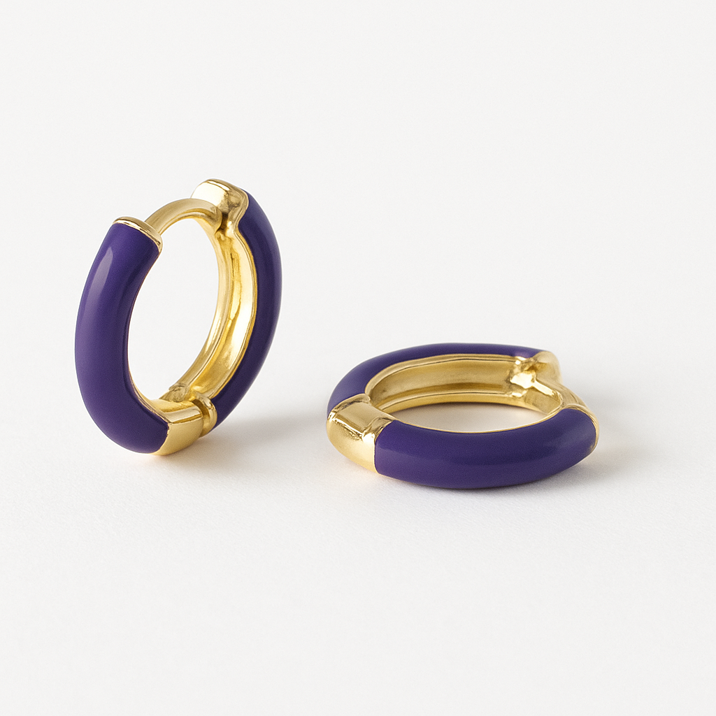 Enamel Small Hoops-Huggie-Purple-Anushka Jain Jewellery