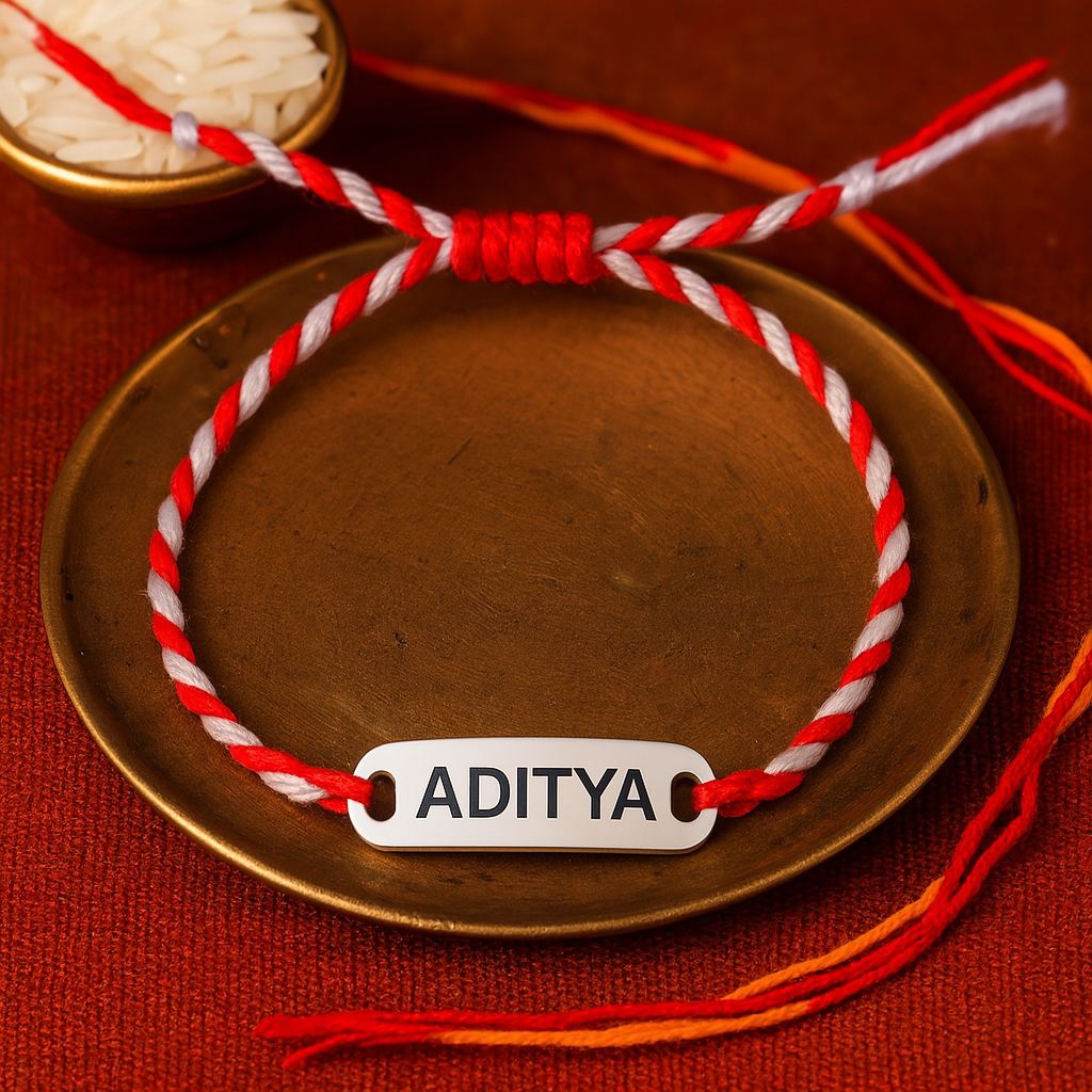 Engraved Bar Rakhi-Rakhi-Anushka Jain Jewellery