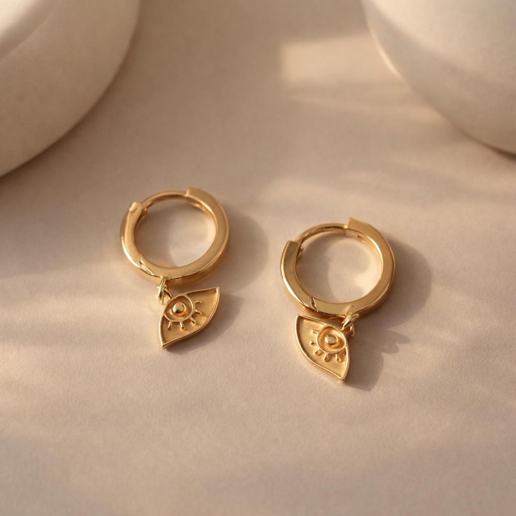 Evil Eye Drop Huggie-Anushka Jain Jewellery
