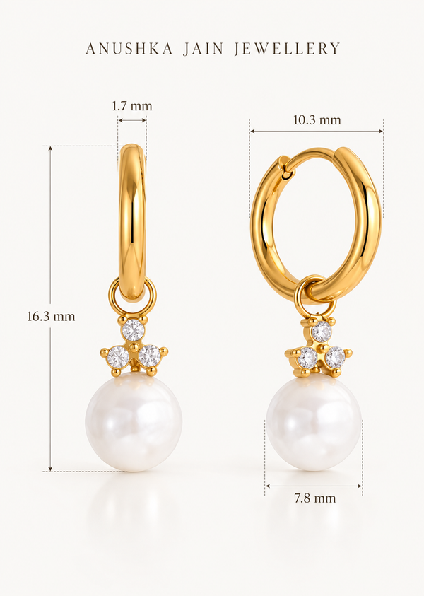Pearl Trio Drop Huggie
