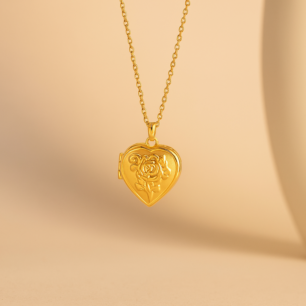 Floral Heart Locket Necklace-Lockets-Anushka Jain Jewellery