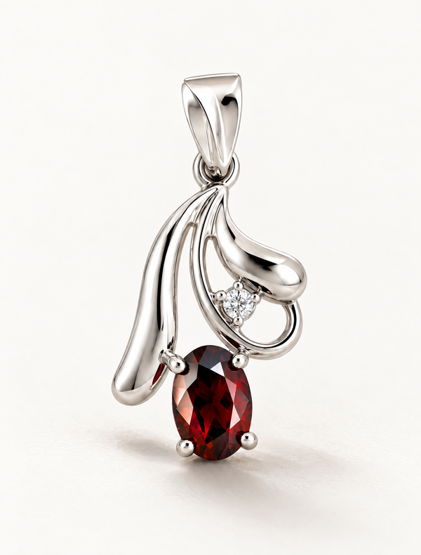 Garnet Oval Charm