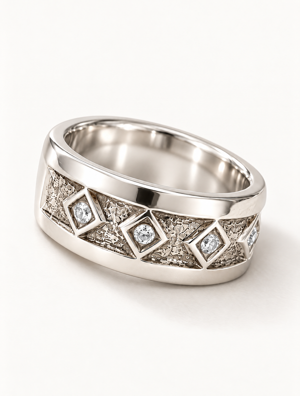 Geometric CZ Statement Band Ring