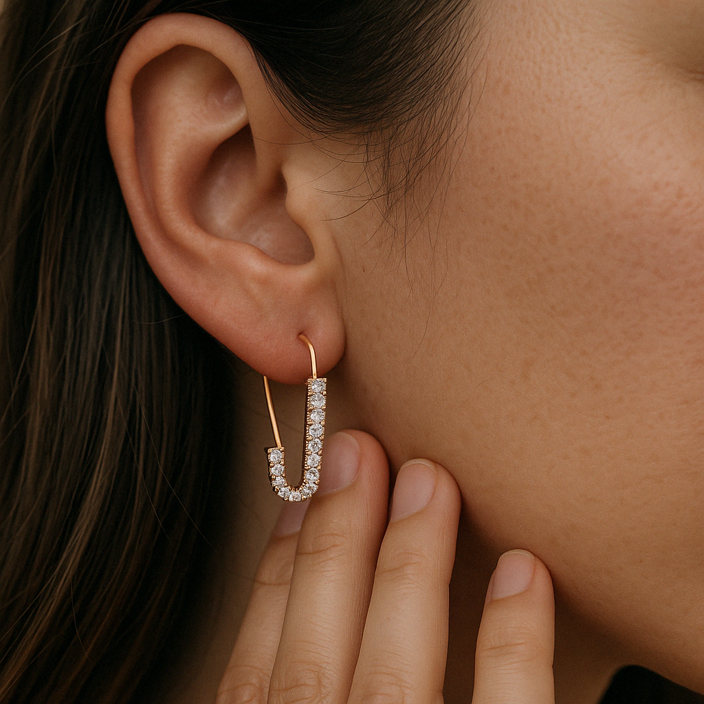 Glam Safety Pin Earrings-Earrings-Anushka Jain Jewellery