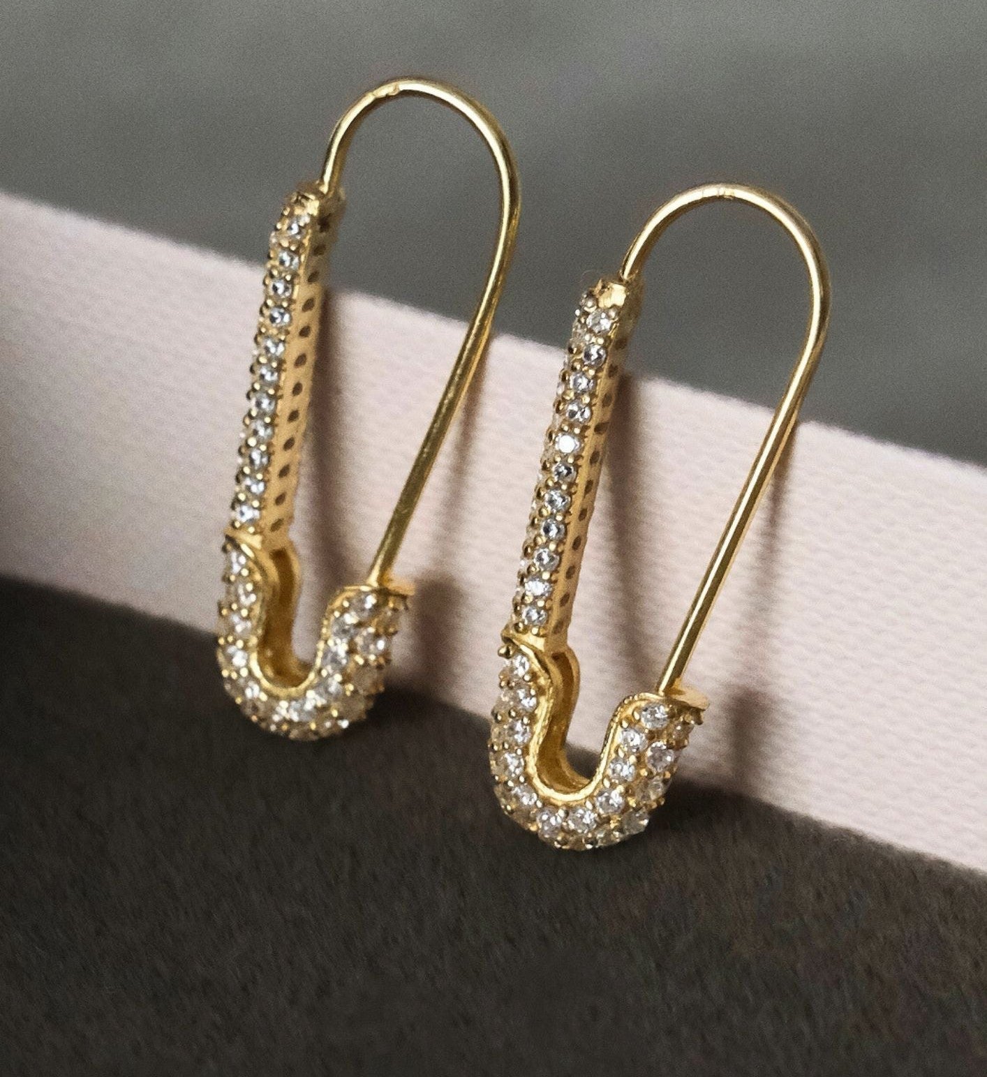 Glam Safety Pin Earrings-Earrings-Anushka Jain Jewellery