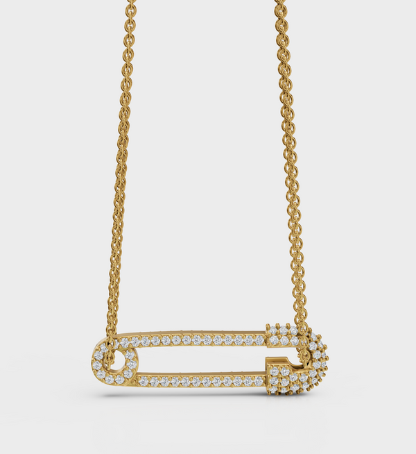 Glam Safety Pin Necklace-Pendants-Anushka Jain Jewellery