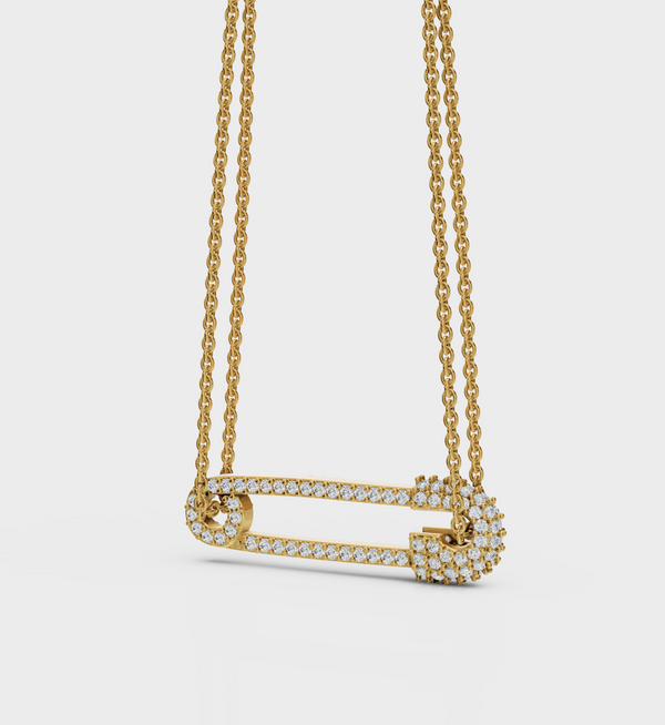 Glam Safety Pin Necklace-Pendants-Anushka Jain Jewellery