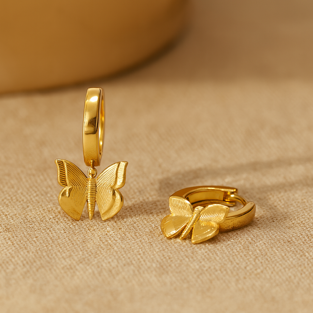 Gold Butterfly Huggies-Huggie-Anushka Jain Jewellery