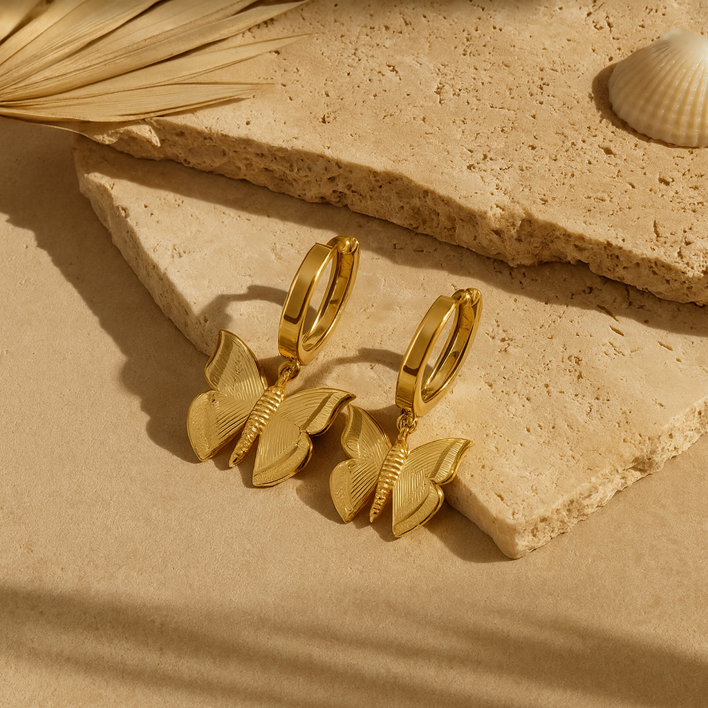 Gold Butterfly Huggies-Huggie-Gold Vermeil-Anushka Jain Jewellery