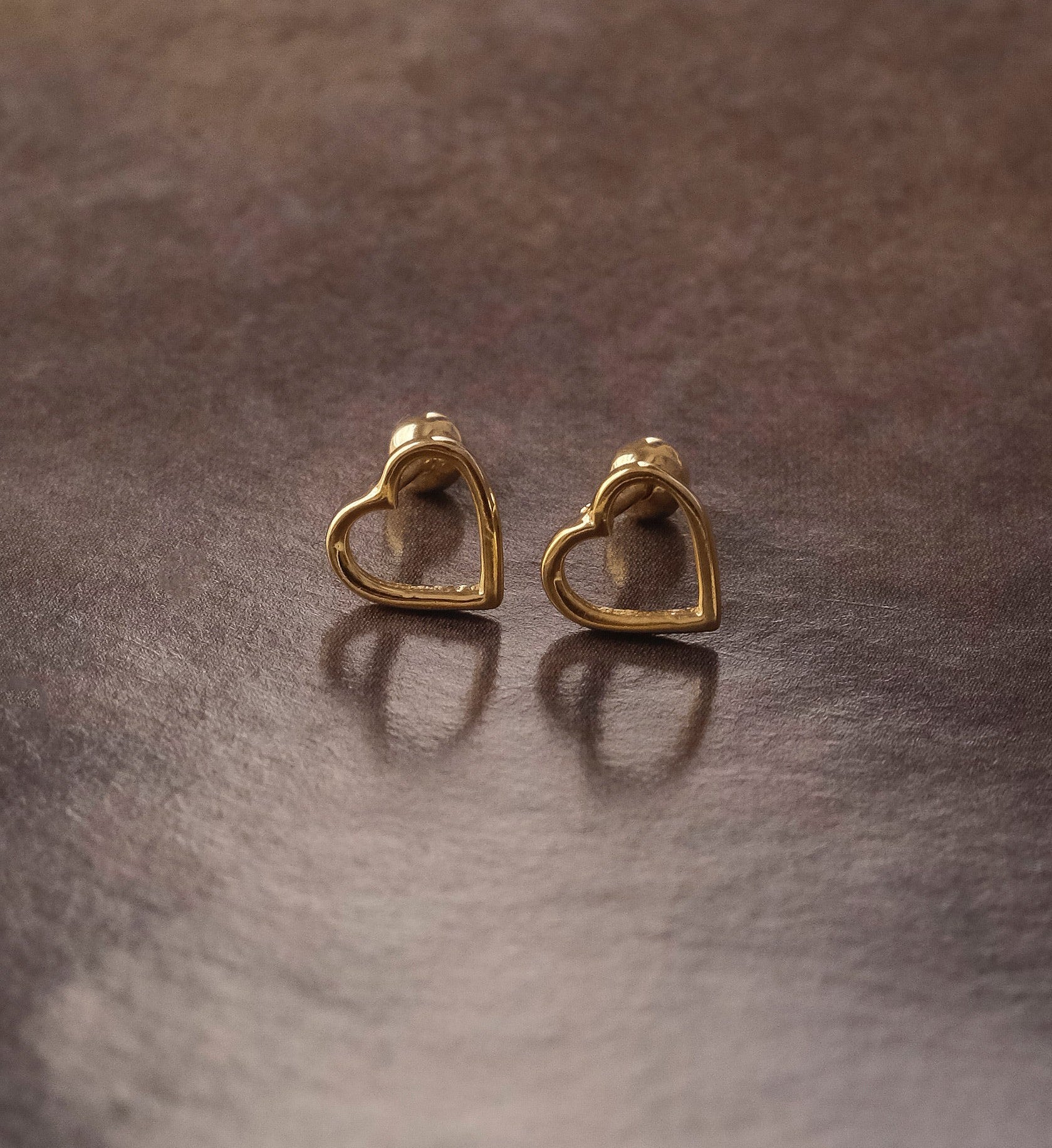 Gold Heart Studs-Studs-Anushka Jain Jewellery