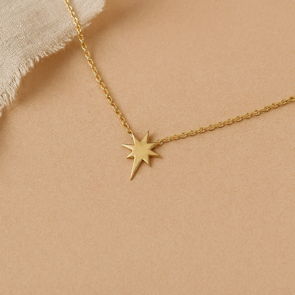 Gold North Star Necklace-Pendants-Gold Vermeil-Anushka Jain Jewellery