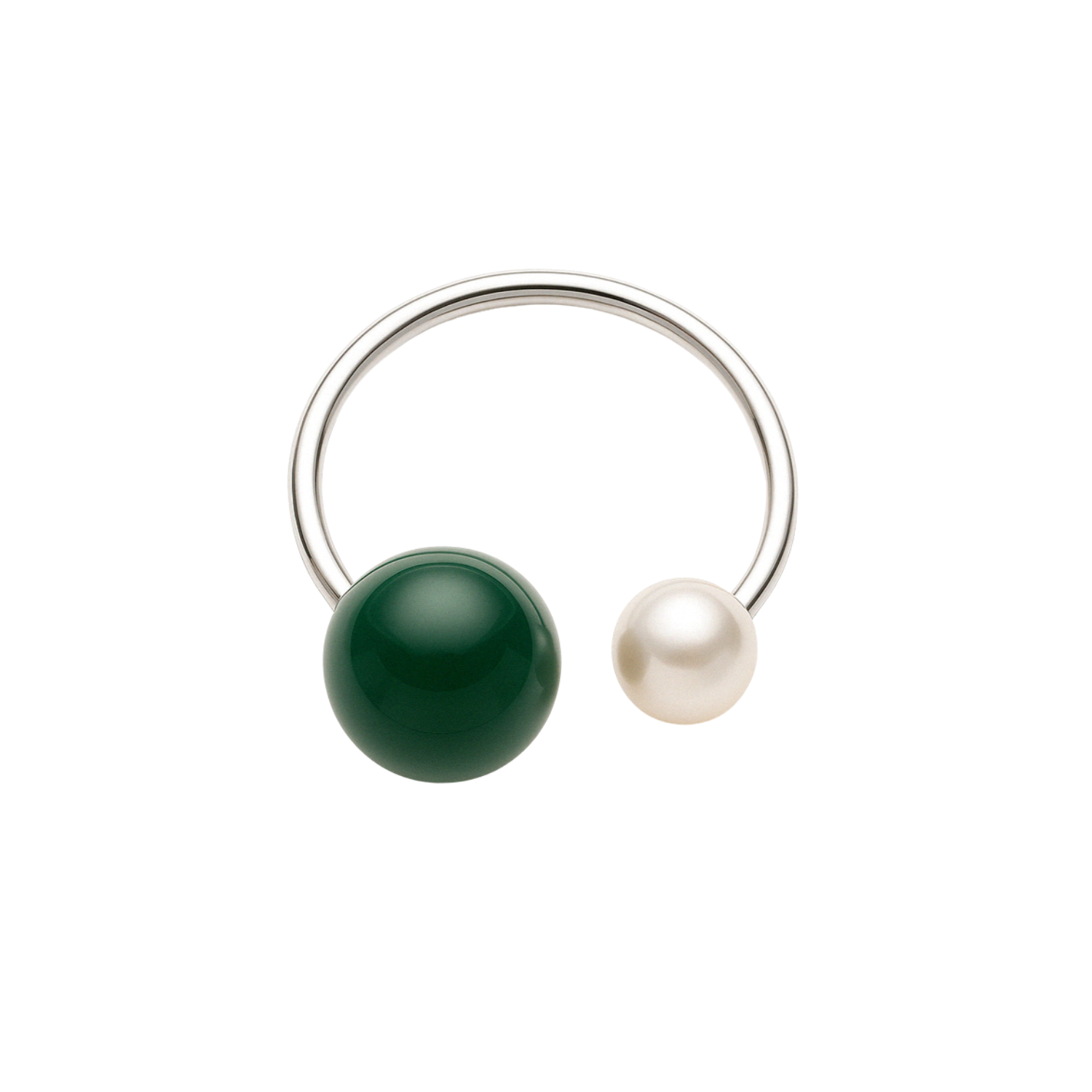 Green Seed Pearl Earcuff-Ear Cuffs-Silver-Anushka Jain Jewellery