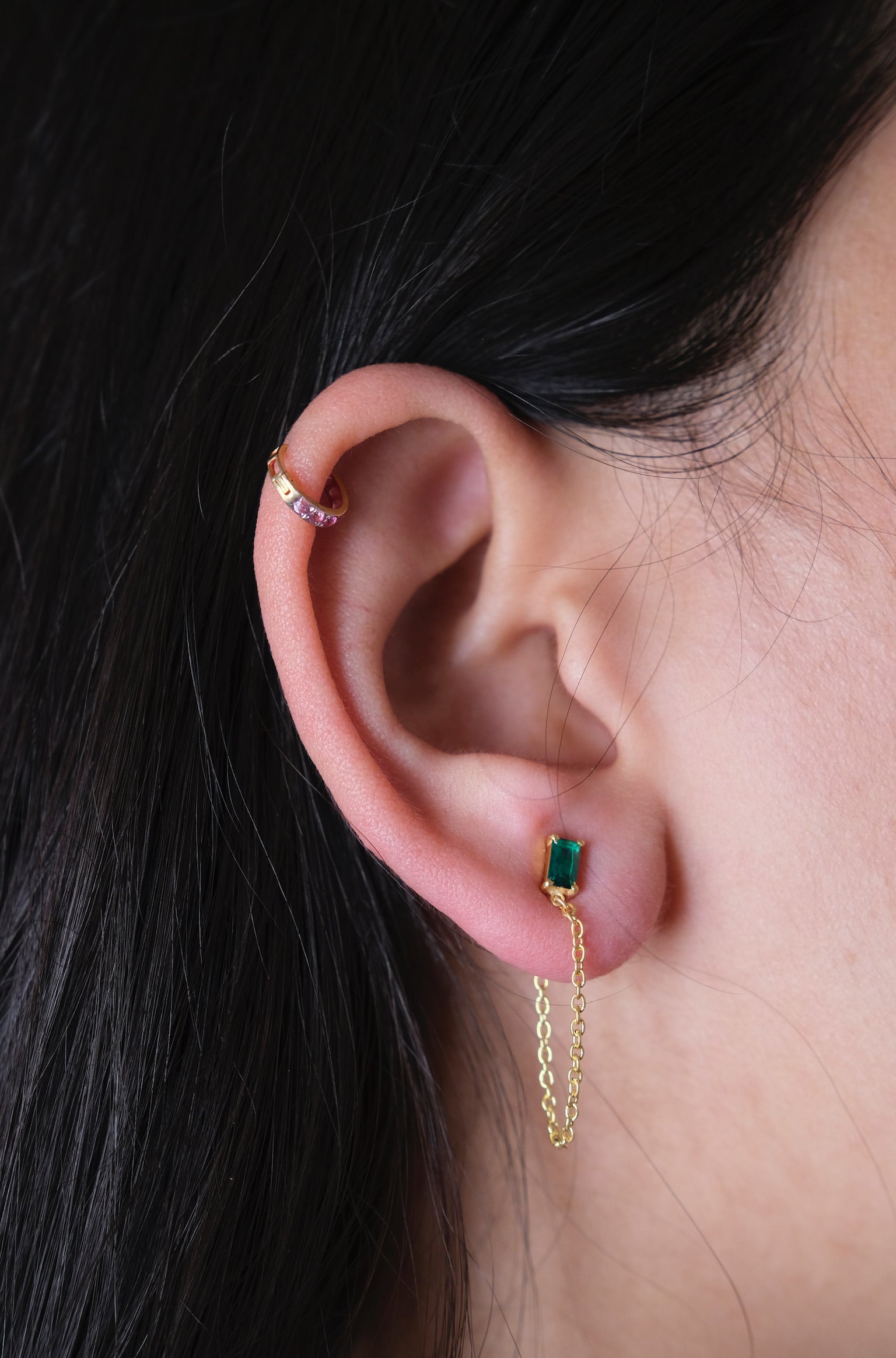 Haley Drop Ear Chain-Chains and Threaders-Anushka Jain Jewellery