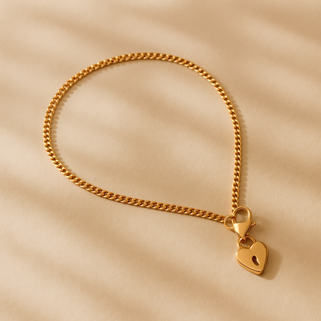 Heart Lock Charm Bracelet-Bracelets-Anushka Jain Jewellery