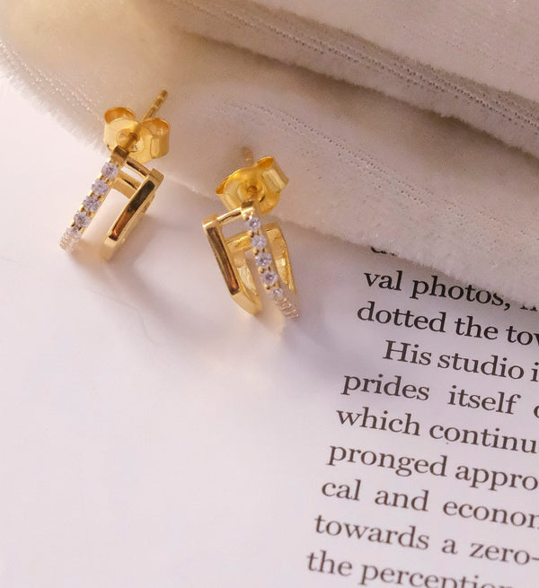 Hexagon Diamond Huggie-Huggie-Anushka Jain Jewellery