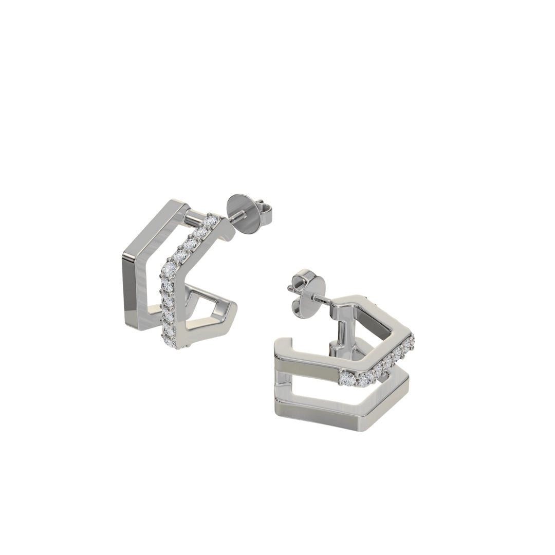 Hexagon Diamond Huggie-Huggie-Anushka Jain Jewellery