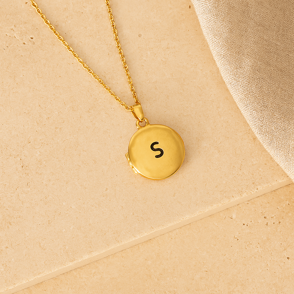Initial Picture Locket Necklace-Lockets-Gold Vermeil-Anushka Jain Jewellery