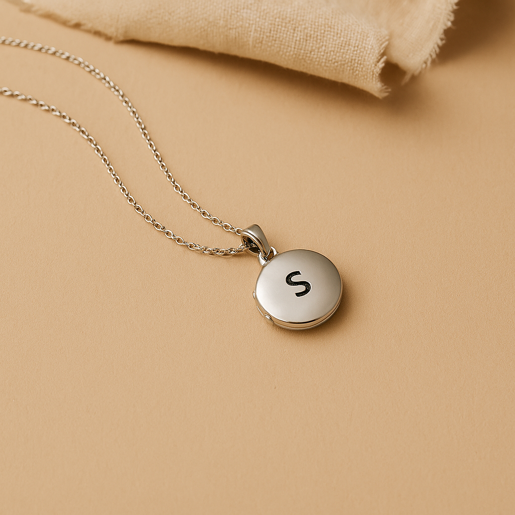 Initial Picture Locket Necklace-Lockets-Silver-Anushka Jain Jewellery