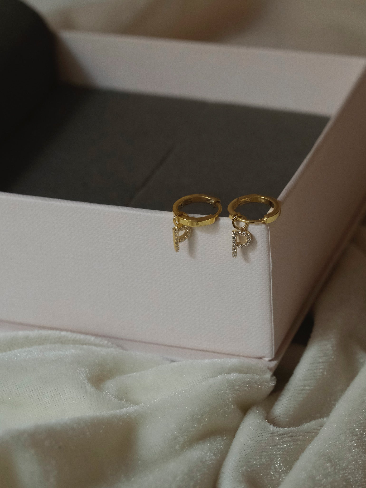 Initial Studded Huggies-Huggie-Anushka Jain Jewellery