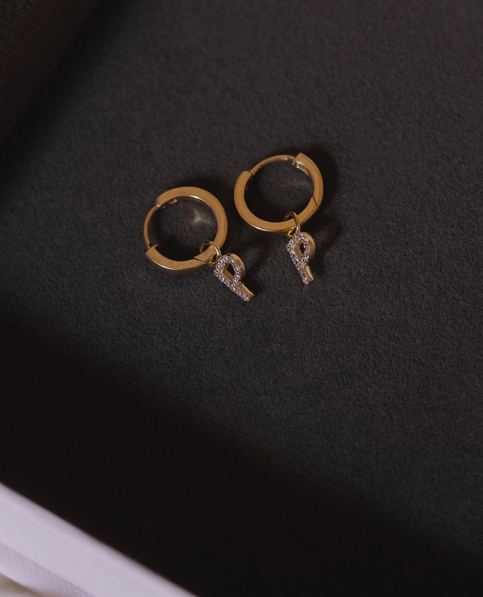 Initial Studded Huggies-Huggie-Anushka Jain Jewellery