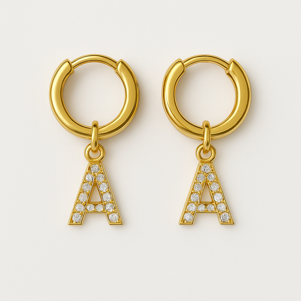 Initial Studded Huggies-Huggie-Anushka Jain Jewellery