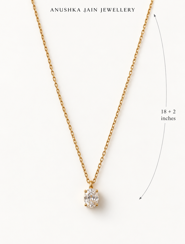 Dainty Oval Solitaire Necklace